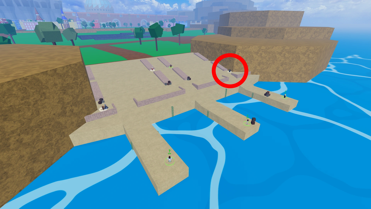 Sea Captain 在玫瑰王國碼頭的位置示意